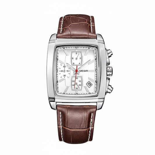 Rectangle Dial Leather Strap Watch for Men Casual Blue Chronograph Quartz Watches Man Wristwatch Montre Reloj Часы М�